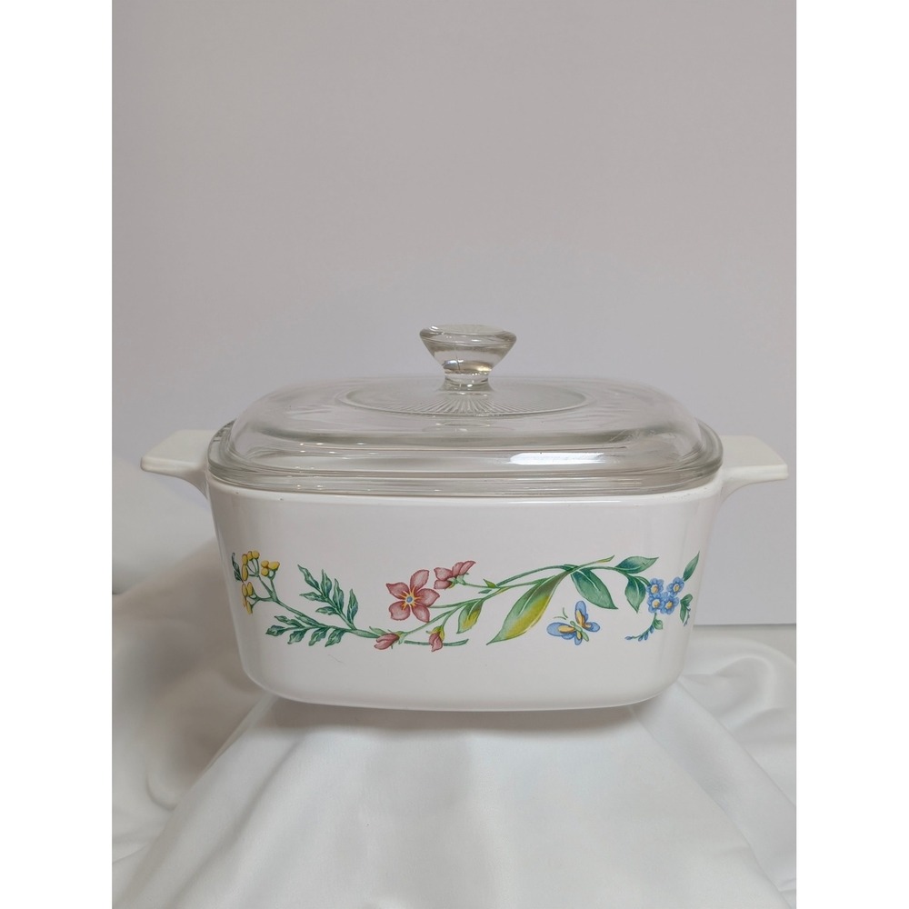 Vintage Corning Ware My Garden Casserole Dish A-1.5-B Pyrex Lid A7C Bakeware